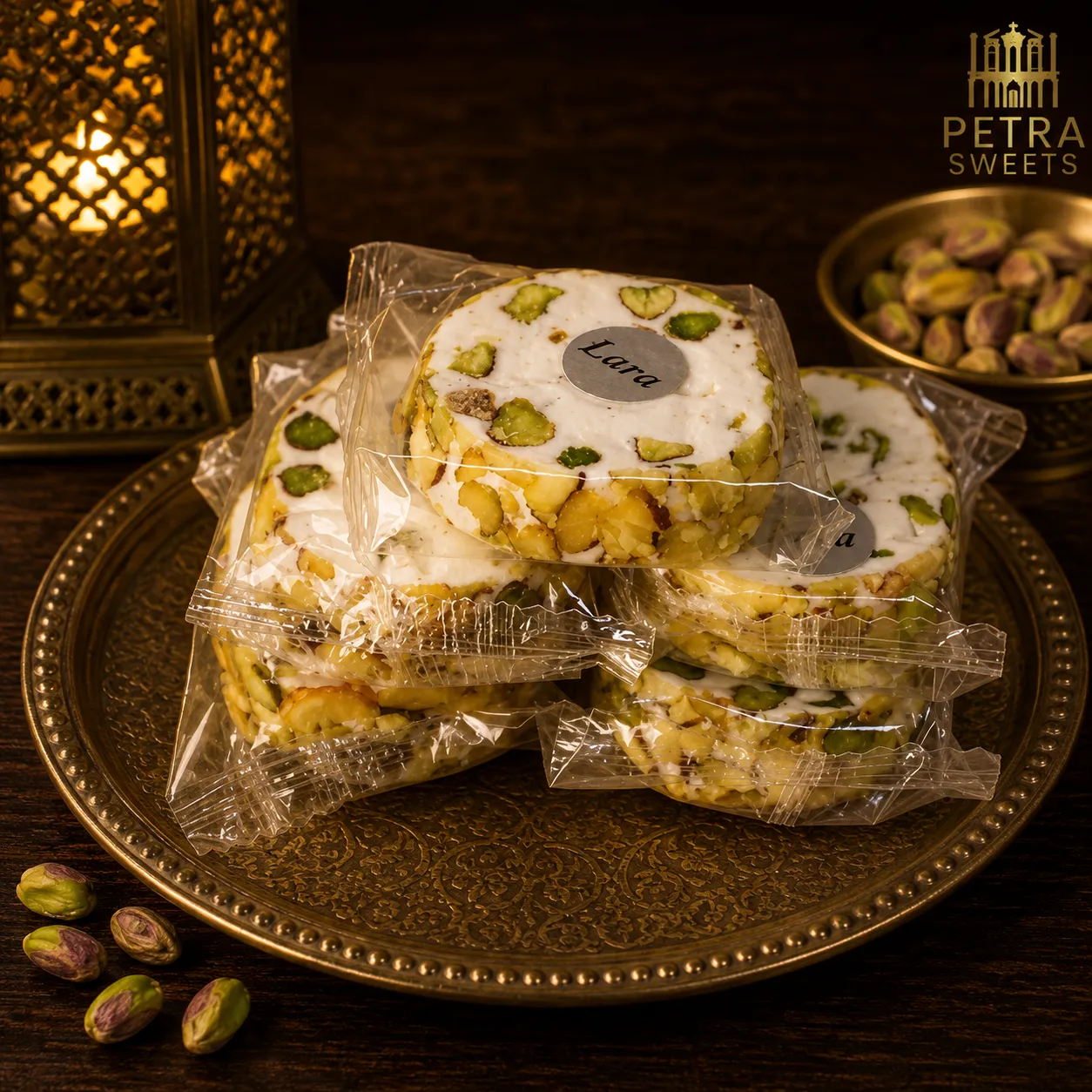 31A55BCD-25FB-4DD5-93F7-451F029F8F4D Nougat vit med pistagenötter - الصورة 1